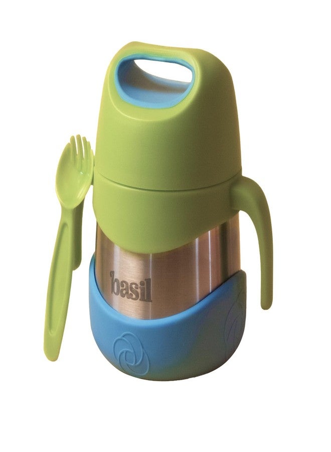 Basil ThermoTot Kids Insulated Food Jar 320ml | 304 Stainless Steel | BPA-Free | Double Wall Vacuum Lunch Box with Handle & Spork | Hot Cold Storage for School Travel Picnics - Blueberry - Image 1